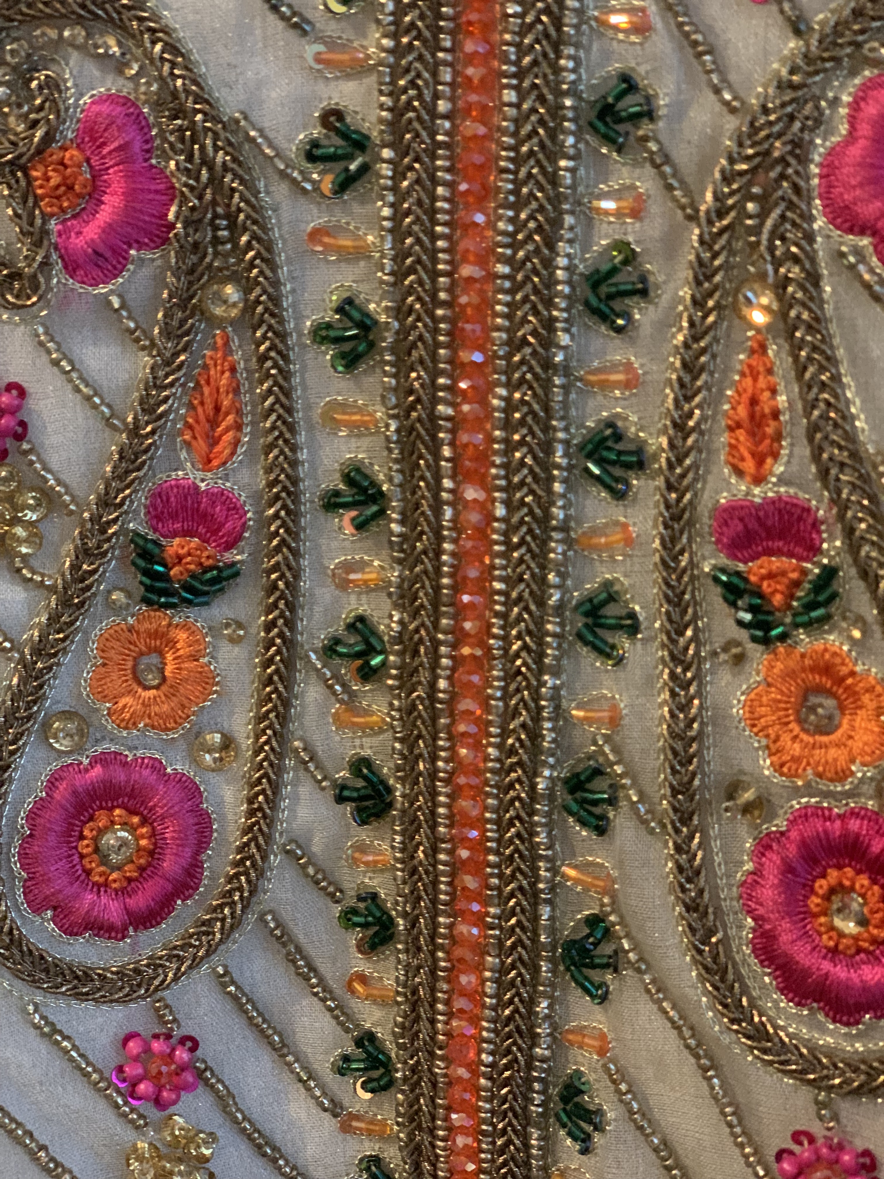 White Anarkali with Pink & Gold Embroidery - Image 2