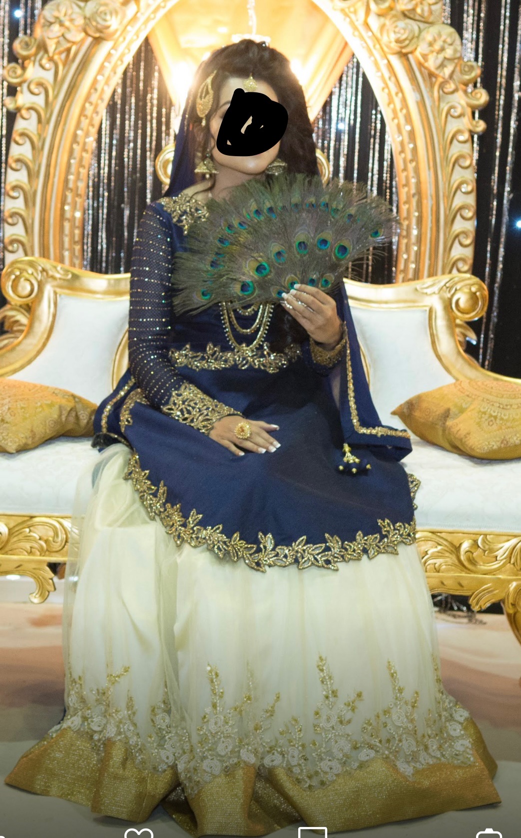 Navy Blue Anarkali Suit with Gold Embroidery