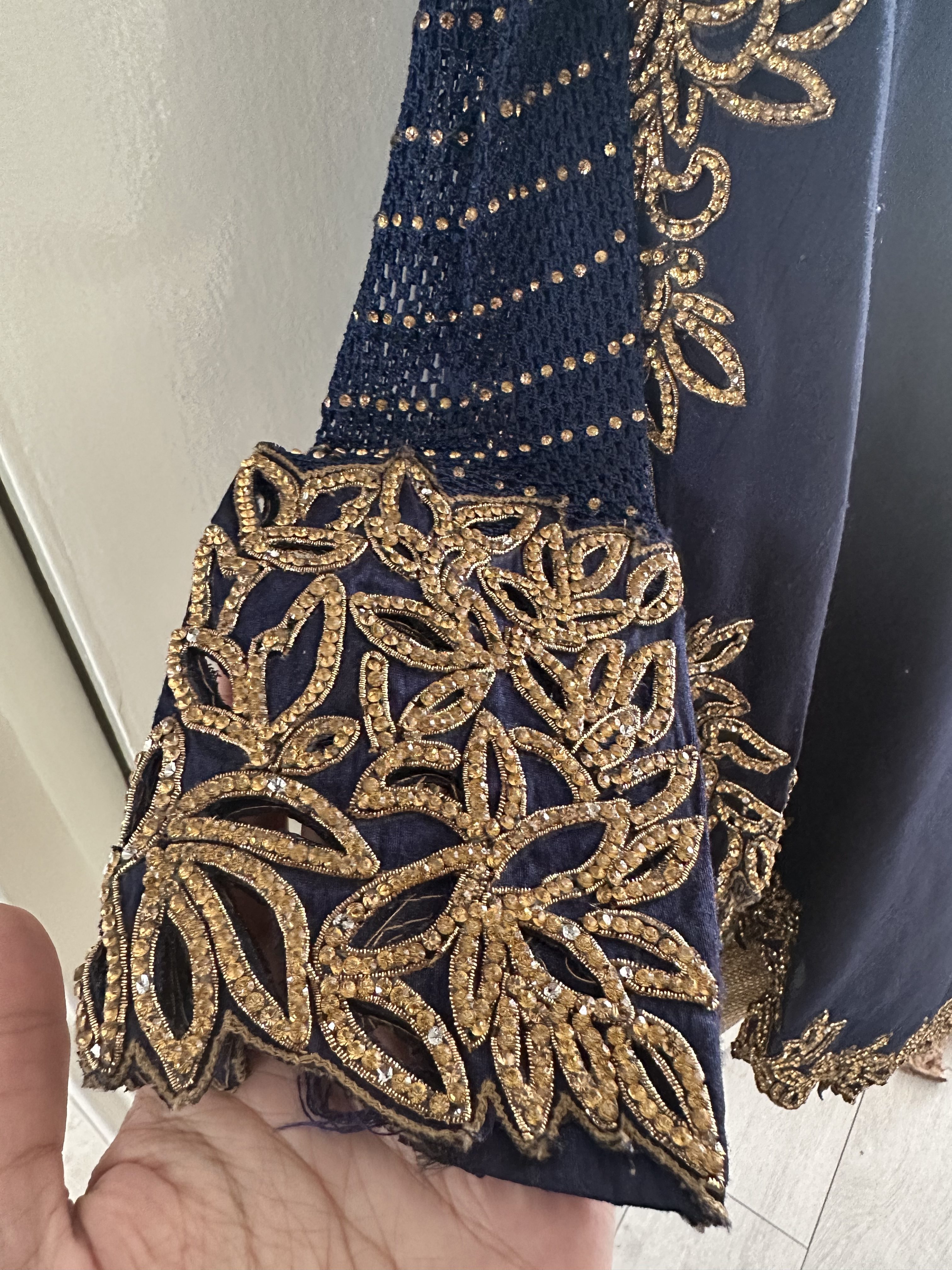 Navy Blue Anarkali Suit with Gold Embroidery - Image 8