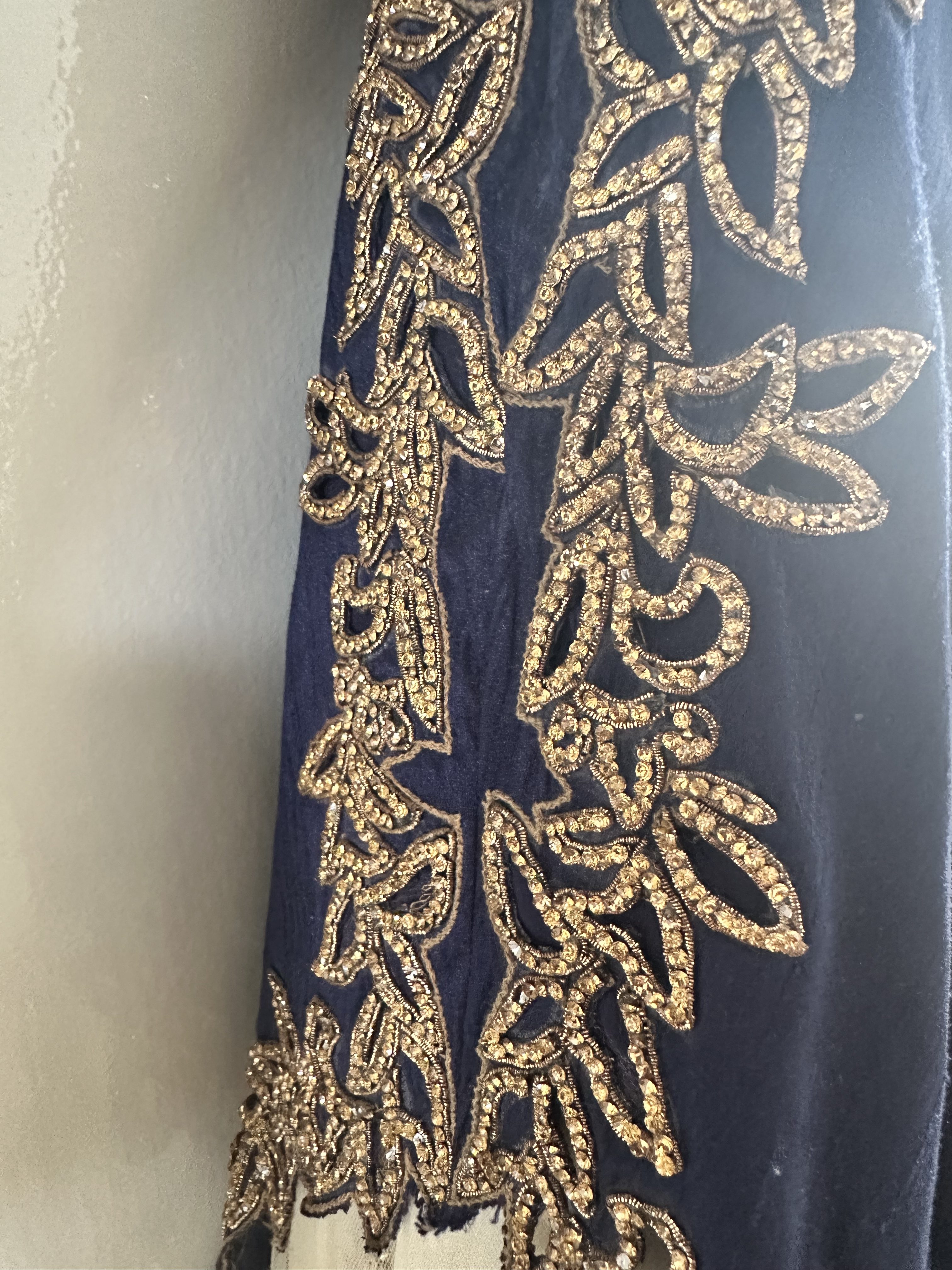 Navy Blue Anarkali Suit with Gold Embroidery - Image 2
