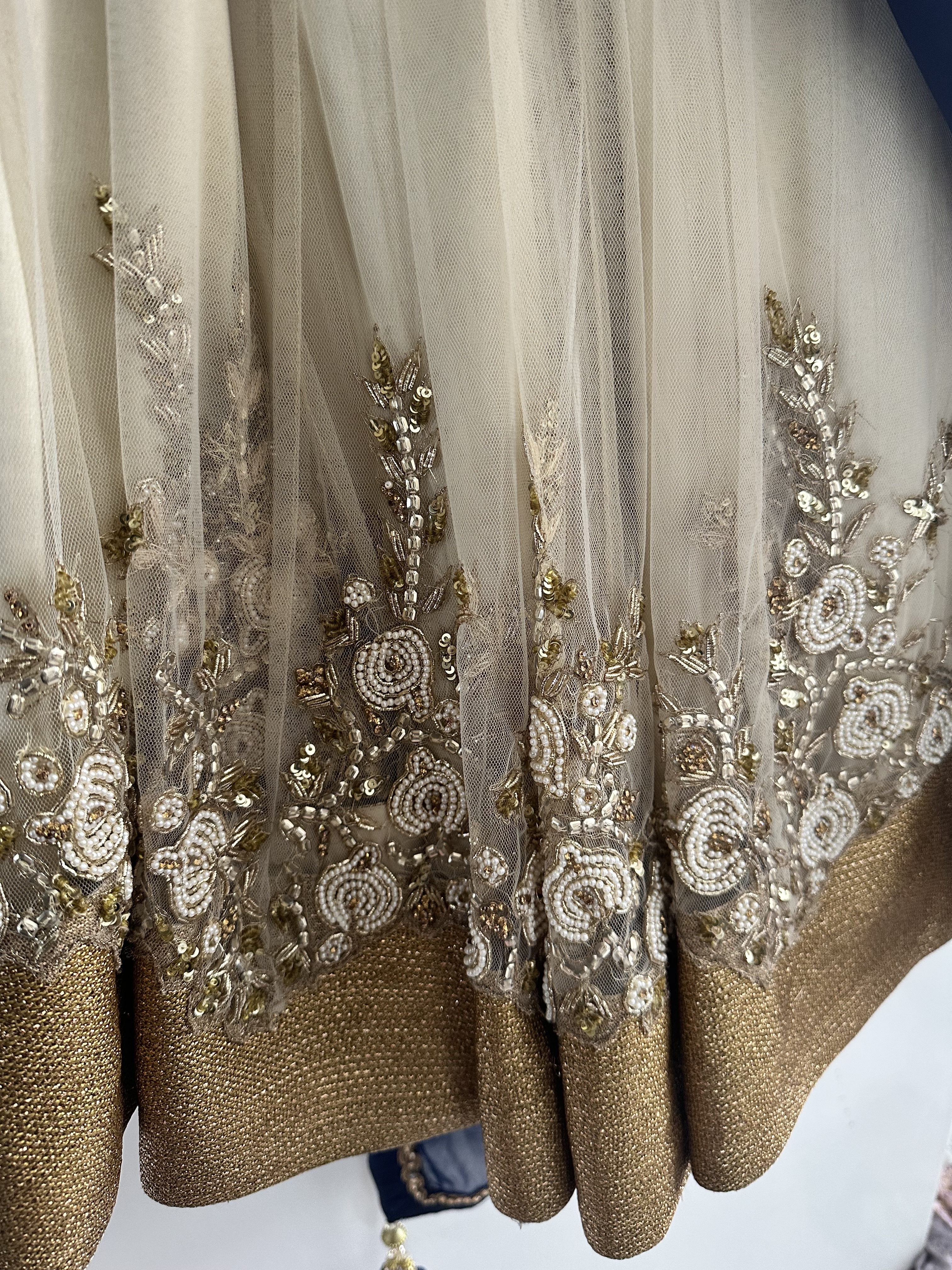 Navy Blue Anarkali Suit with Gold Embroidery - Image 10