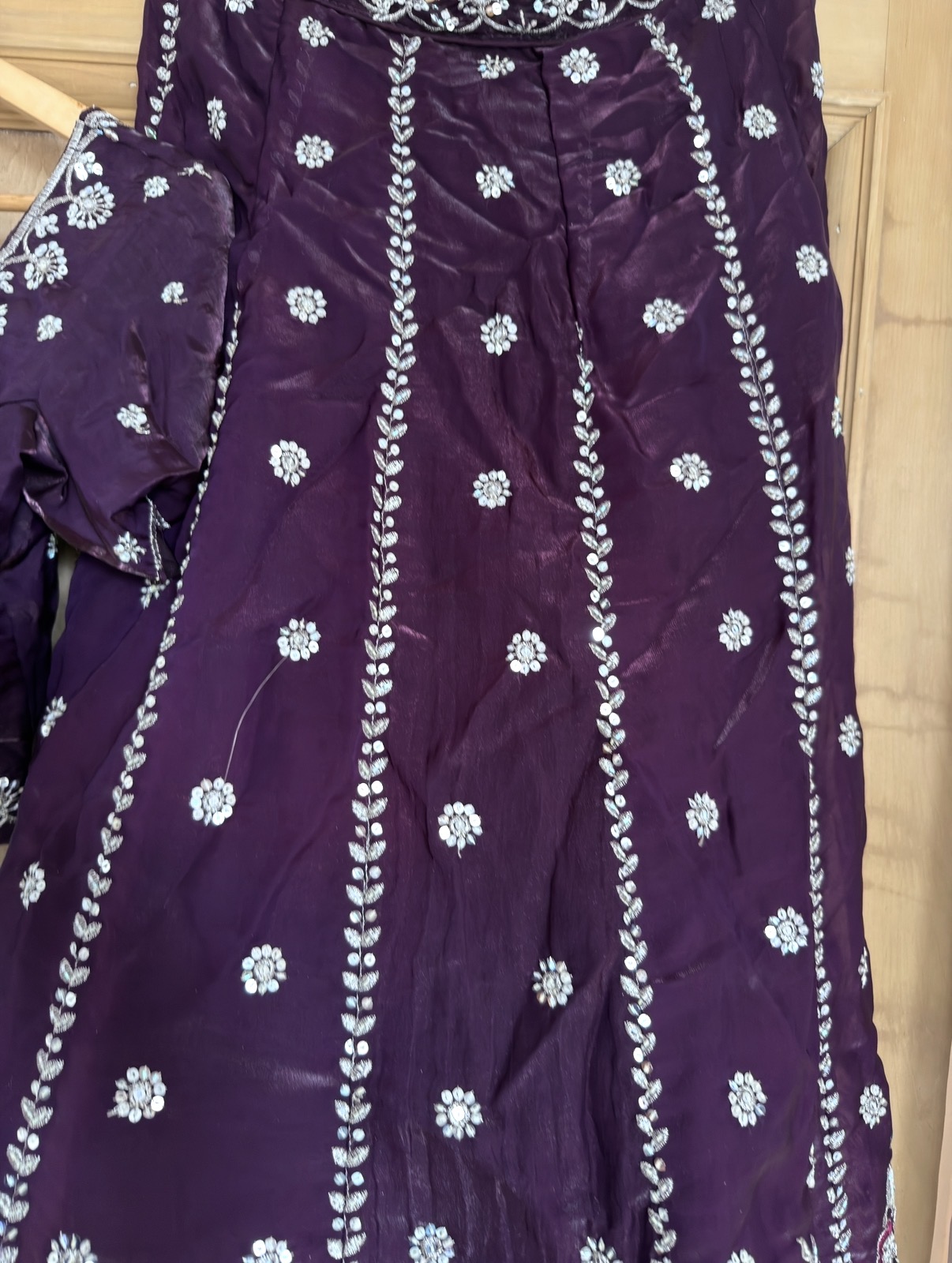 Unworn Deep Plum Embroidered Lehenga Set | Size M | Bought in India - Image 2