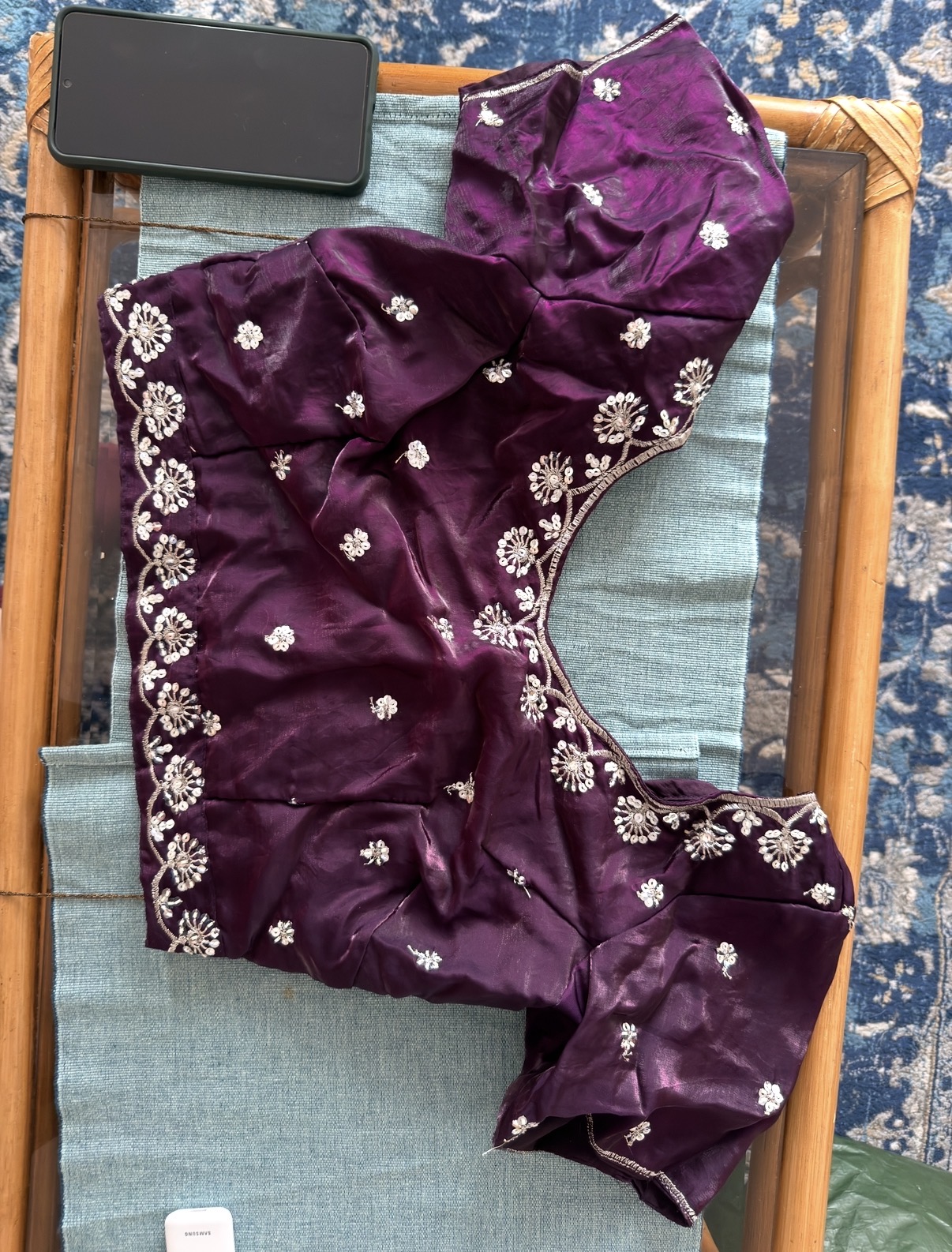 Unworn Deep Plum Embroidered Lehenga Set | Size M | Bought in India - Image 4