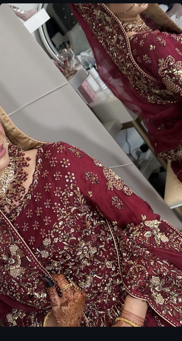 Mehroon embroidery Lehnga and choli