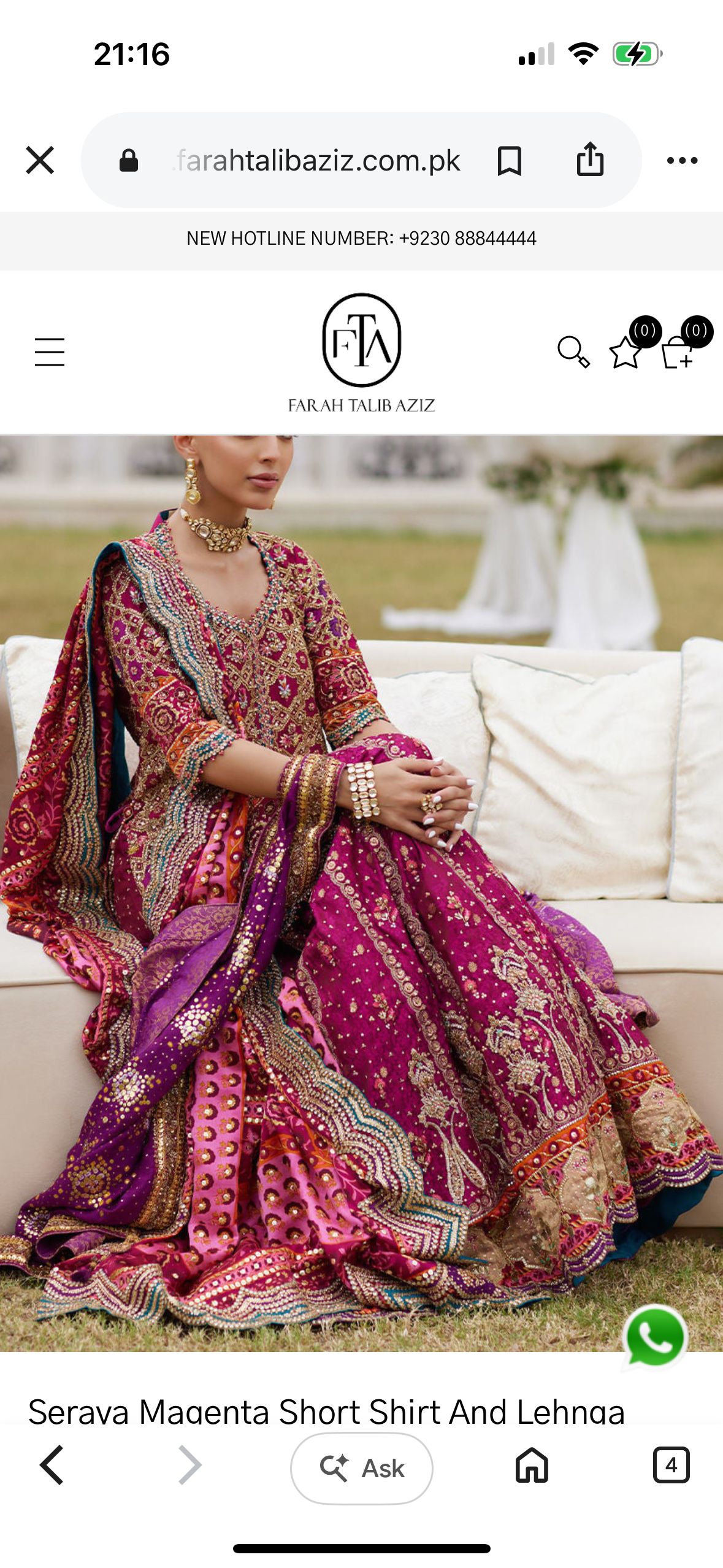 Seraya Magenta Short Shirt And Lehenga - Image 2